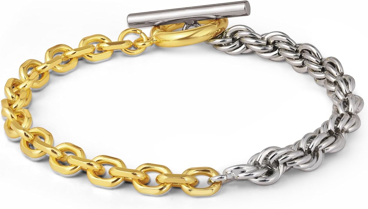 Two Tone Necklace and Bracelet Set