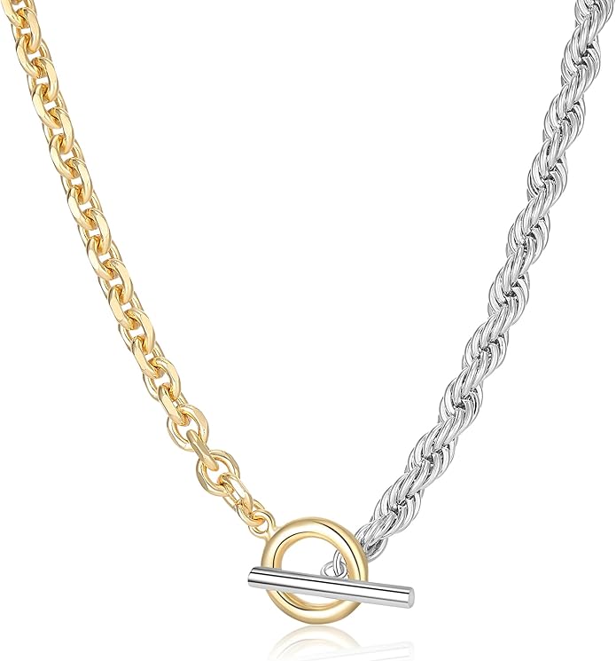 Two Tone Necklace and Bracelet Set