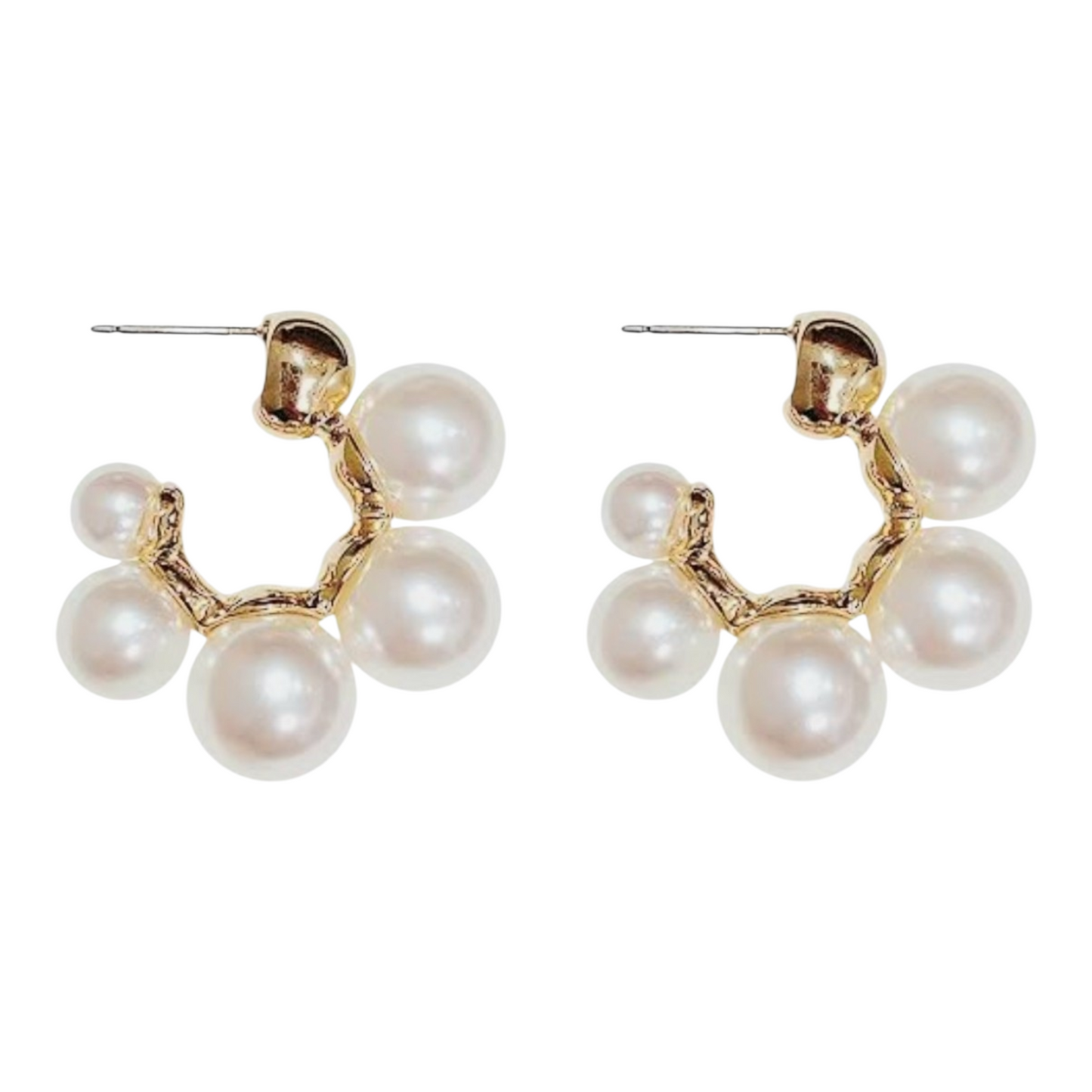 Gold Open Pearl-Style Earrings