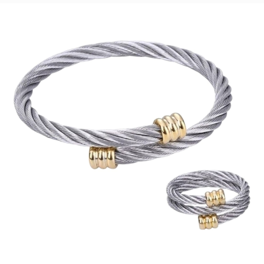 Silver and Gold Cable Style Bracelet