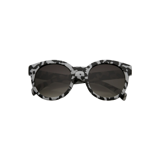 Black and White Round Sunglasess Marble Print 100% UV Protected