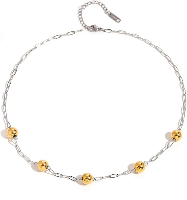 Gold and Silver Sphere Necklace