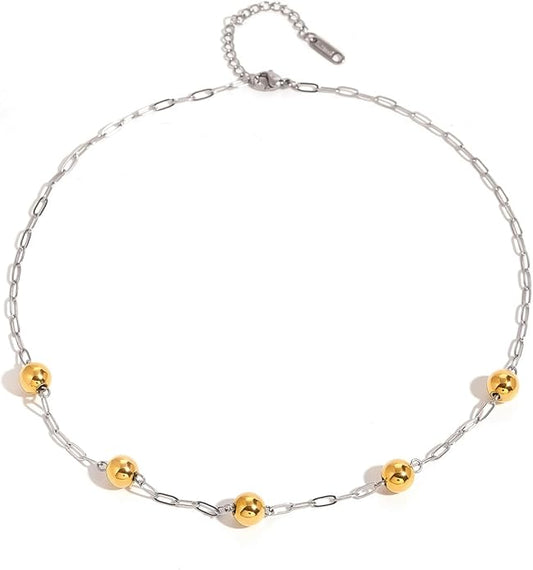 Gold and Silver Sphere Necklace