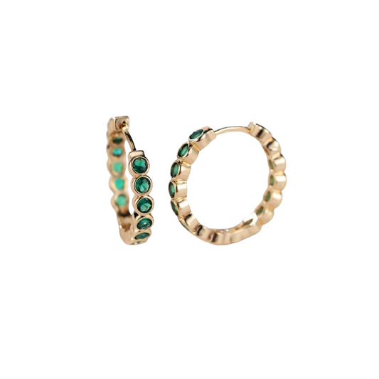 Green Gemstones Hoop Earrings