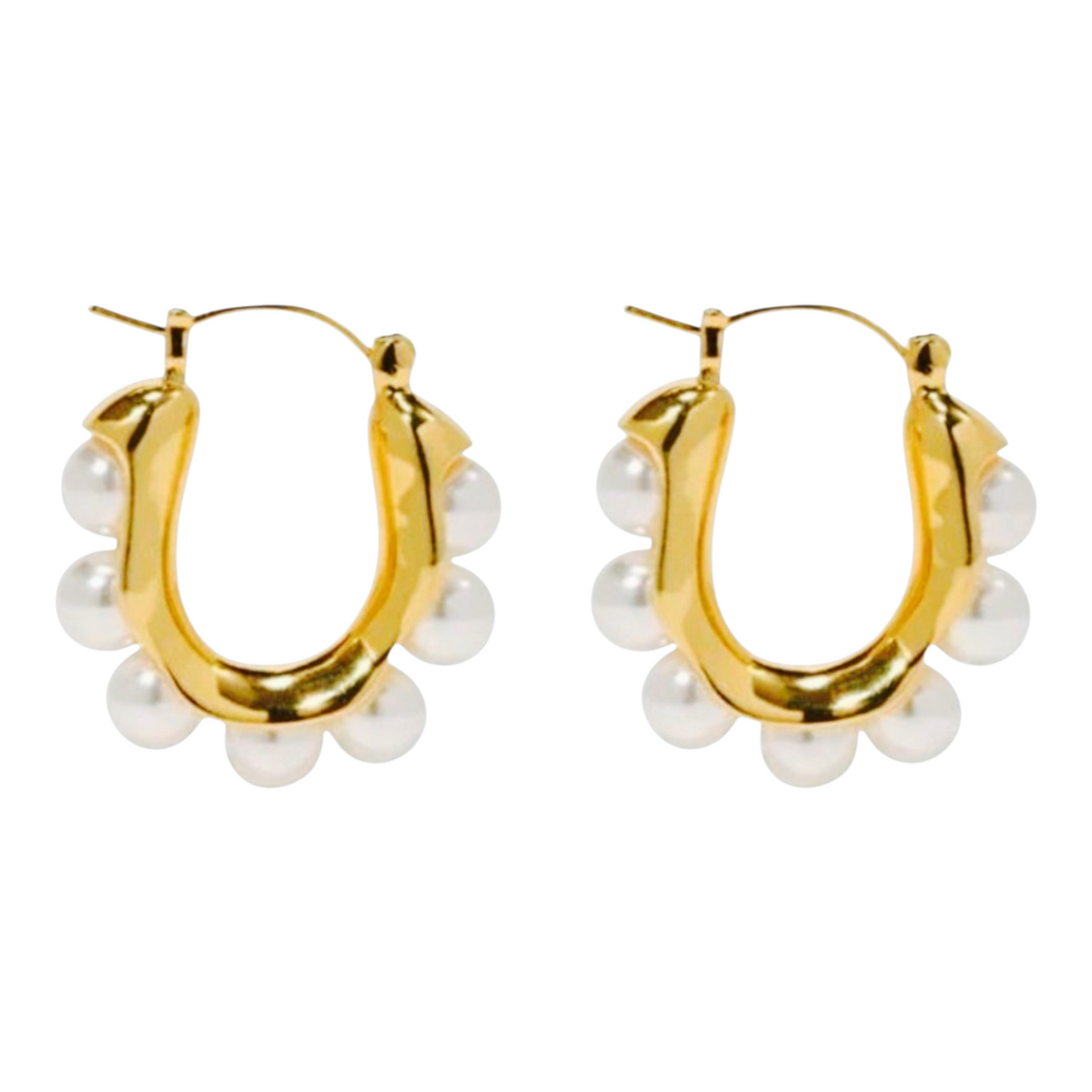 Gold Cluster Pearl-Style Earrings