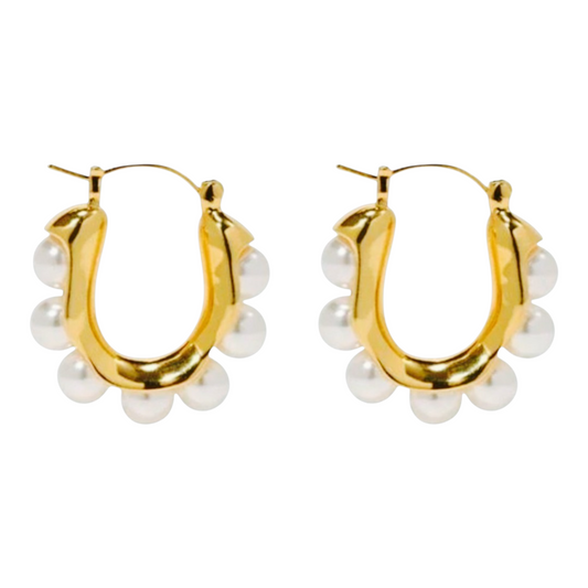 Gold Cluster Pearl-Style Earrings