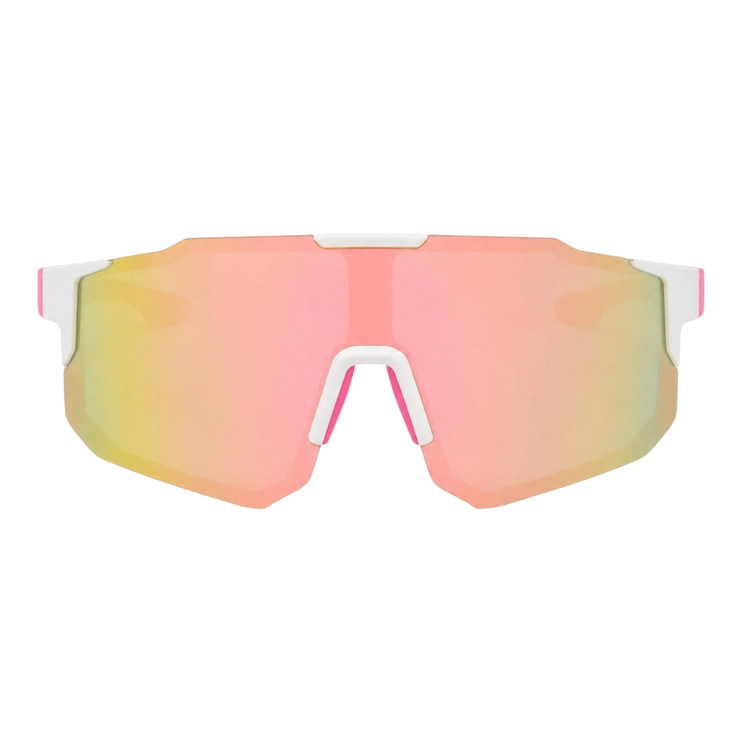 Sport Shield Sunglasses — White & Pink Mirror