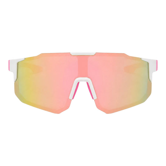 Sport Shield Sunglasses — White & Pink Mirror