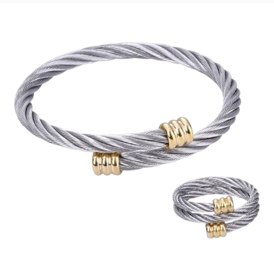 Silver and Gold Cable Style Bracelet