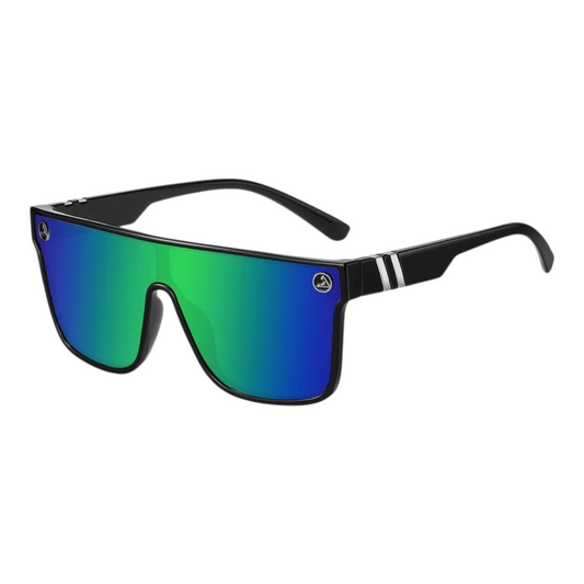 Oversized Mirrored Sunglasses – Green & Blue Lens
